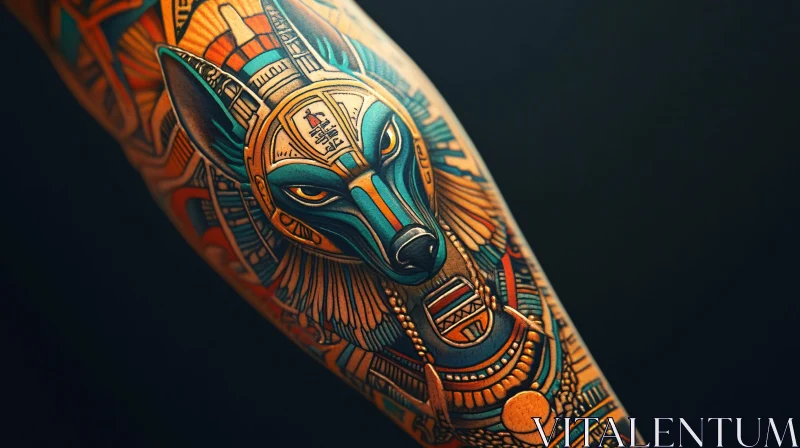 Colorful Egyptian Anubis Tattoo Design AI Image