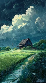 Rural House in the Rain