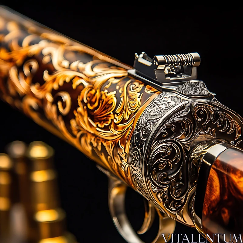 AI ART Ornate Firearm Featuring Detailed Floral Patterns