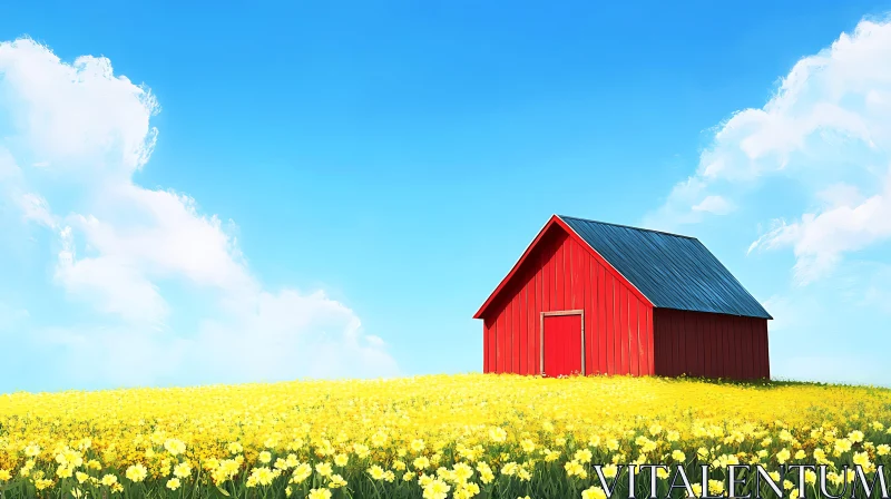 Rural Barn with Flowers AI Image