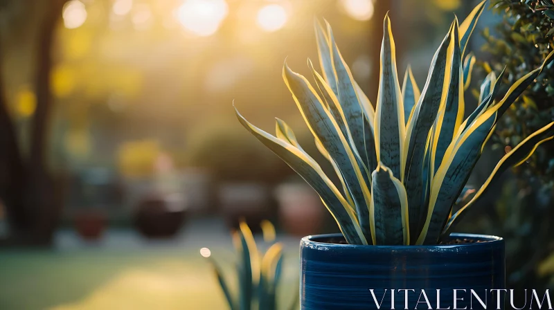 Golden Hour Glow on Houseplant AI Image