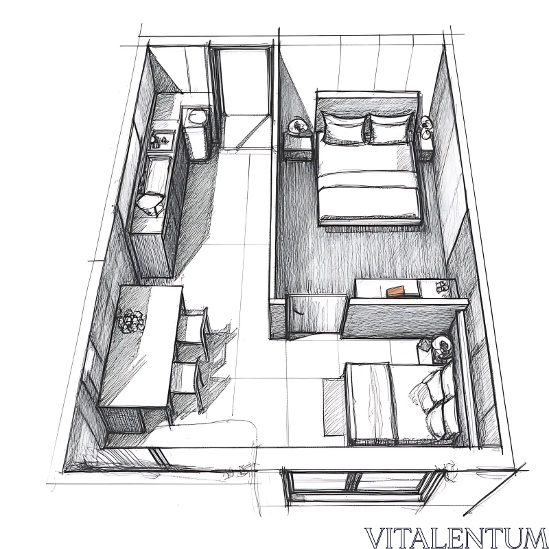 AI ART Minimalist Apartment Interior Design Blueprint