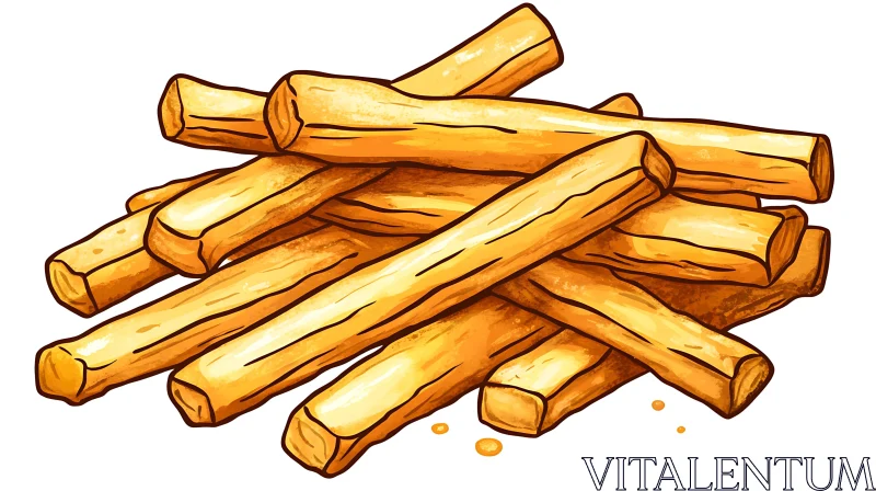 Crunchy and Golden Bread Sticks AI Image