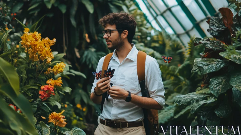 AI ART Portrait of Man with Butterflies