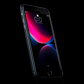 Modern Mobile Phone on Black Background