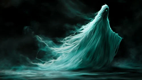 Mystic Ghost in Ethereal Teal Fabric