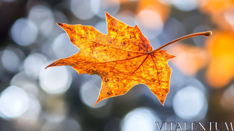 Detailed Orange Leaf in Autumn AI Image