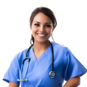 Friendly Nurse in Blue Scrubs