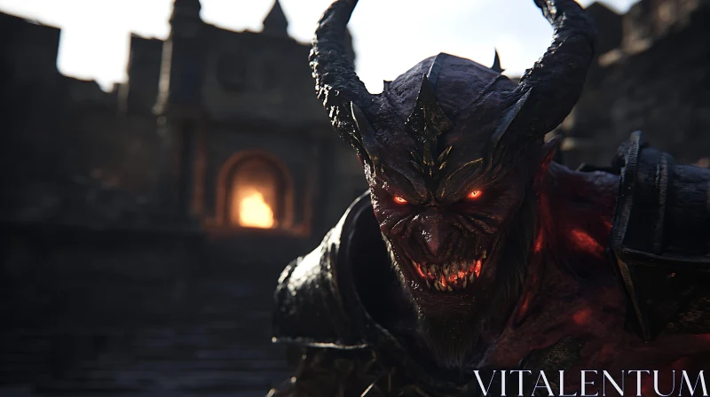 Evil Demon in front of Castle AI Image