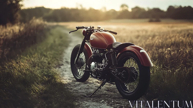 Classic Motorcycle on Rural Road AI Image