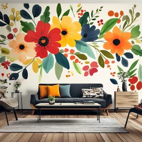 Modern Living Room with Floral Design