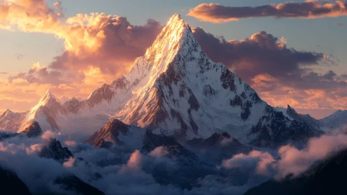 Sunset Over Snow-Capped Peak