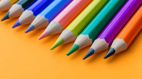 Row of Brightly Colored Pencils