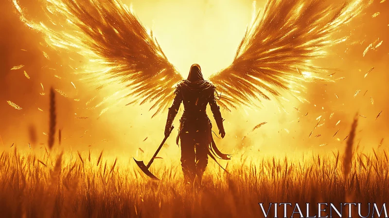 Golden Field Angel Warrior AI Image