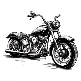 Monochrome Motorcycle Drawing - Vintage Vehicle Design