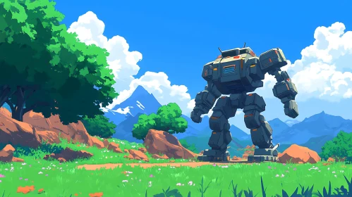 Mechanical Giant in Green Field