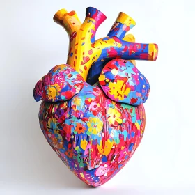 Anatomical Heart with Colorful Paint Design