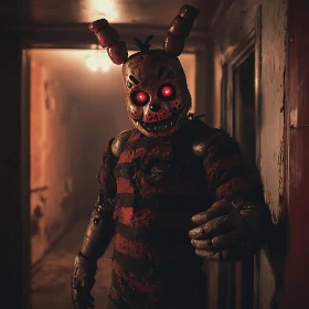 Sinister Bunny in the Dark Hallway