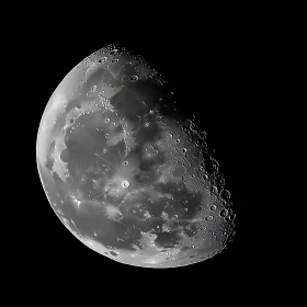 Close-Up of Waxing Gibbous Moon Surface