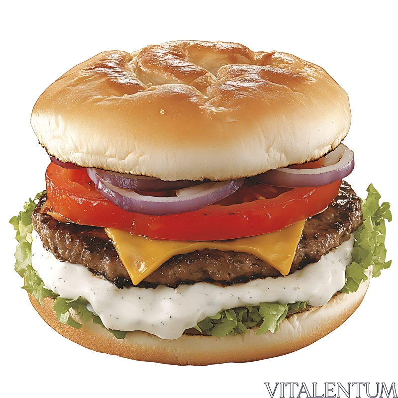 Delicious Cheeseburger with Fresh Ingredients AI Image