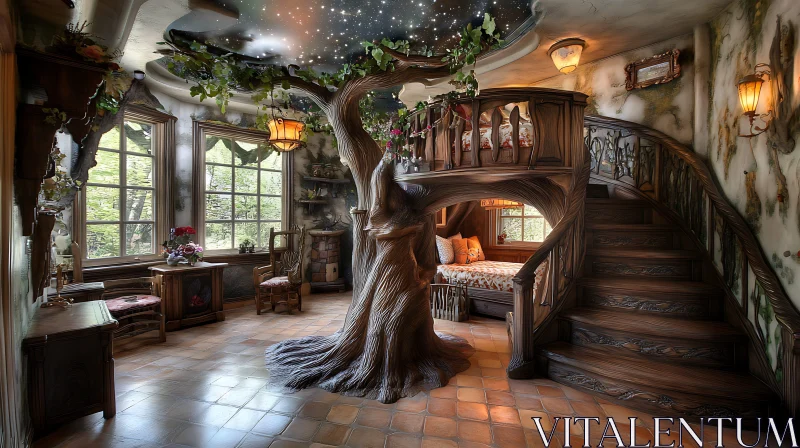 AI ART Whimsical Treehouse Room