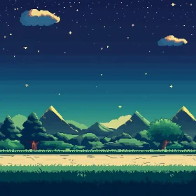 Night Sky Pixel Art Landscape