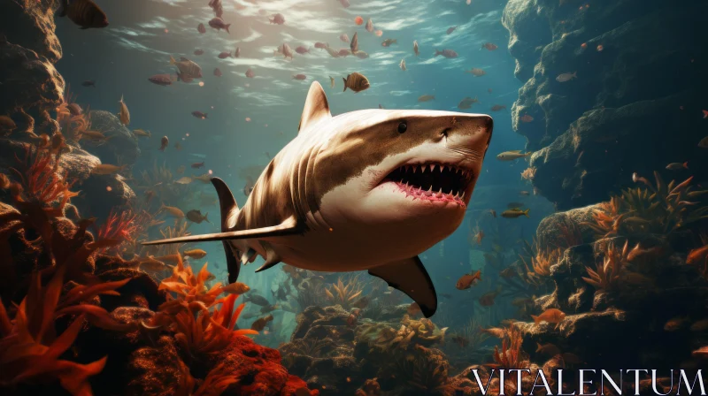 Marine Majesty: Giant Shark in the Ocean AI Image
