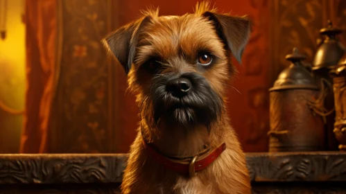 Regal Dog in Red Suit Under Lamp Light - Cinematic Pet Portraiture