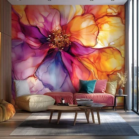 Contemporary Room with Floral Artwork