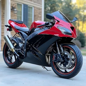 Sport Motorcycle: Red and Black