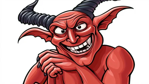 Red Demon with Horns Cartoon