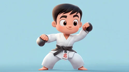 Young Karateka in Action Pose