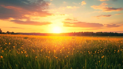 Tranquil Meadow at Sunset