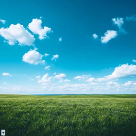 Landscape of Green Field and Sky