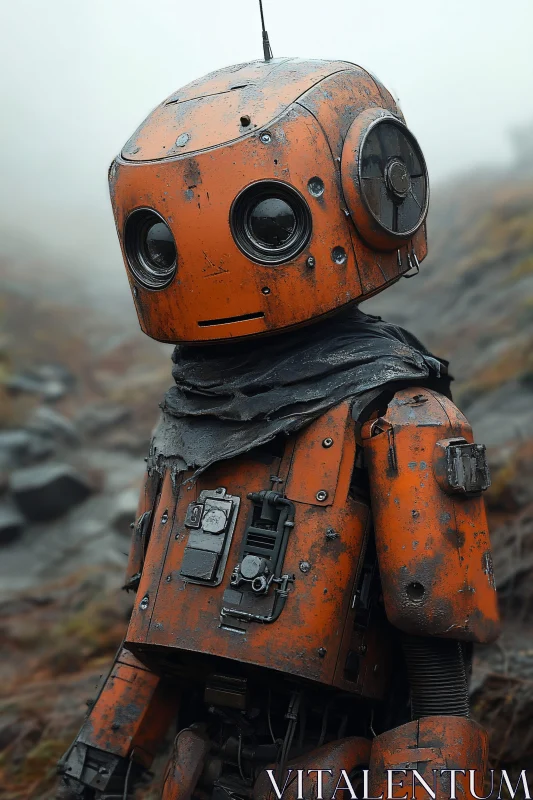 Vintage Android in Wasteland AI Image