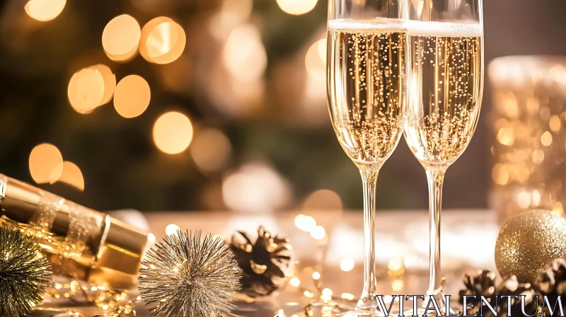 Festive Champagne Still Life AI Image