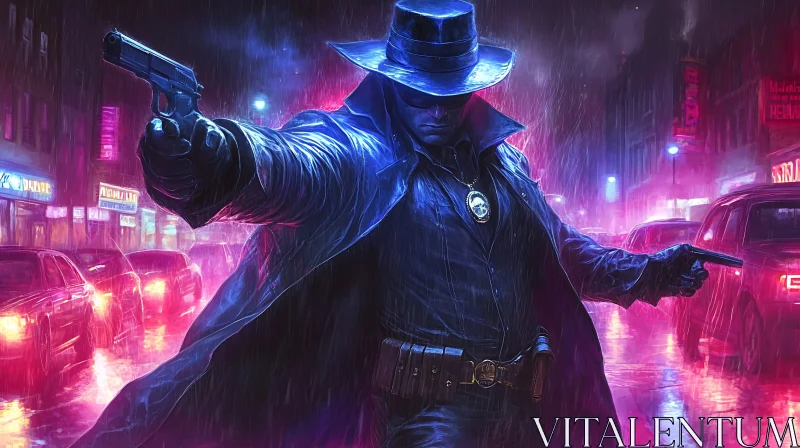 AI ART Rainy Night Vigilante