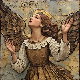 Angel with Wings and Musical Background