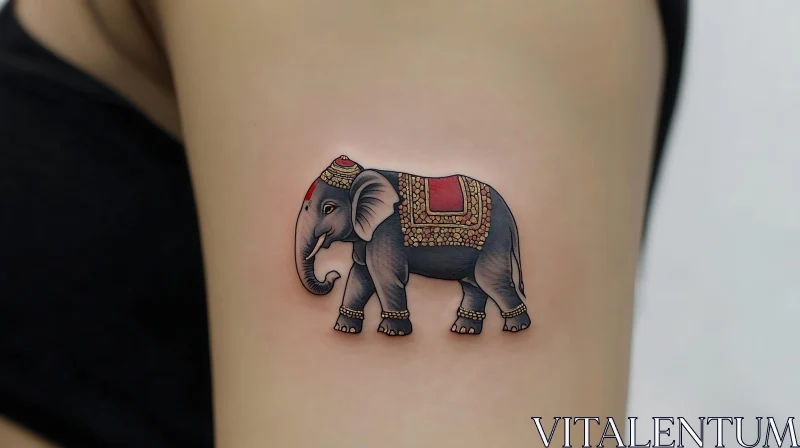 Ornate Elephant Tattoo Art AI Image