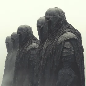 Armored Figures in Misty Ambience