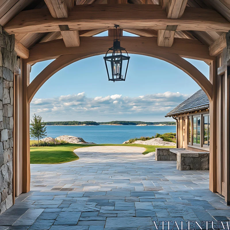 Seaside View from Stone Patio AI Image