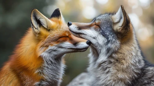 Serene Affection: Fox and Wolf Together