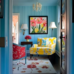 Bright Floral Room Interior