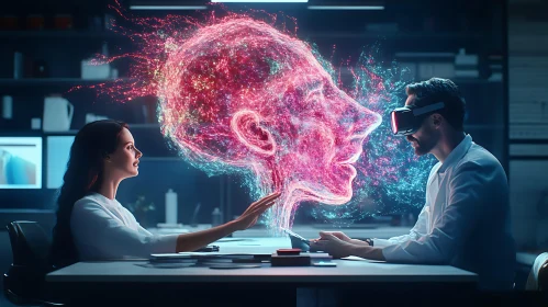 Future Interface: Man with VR Headset