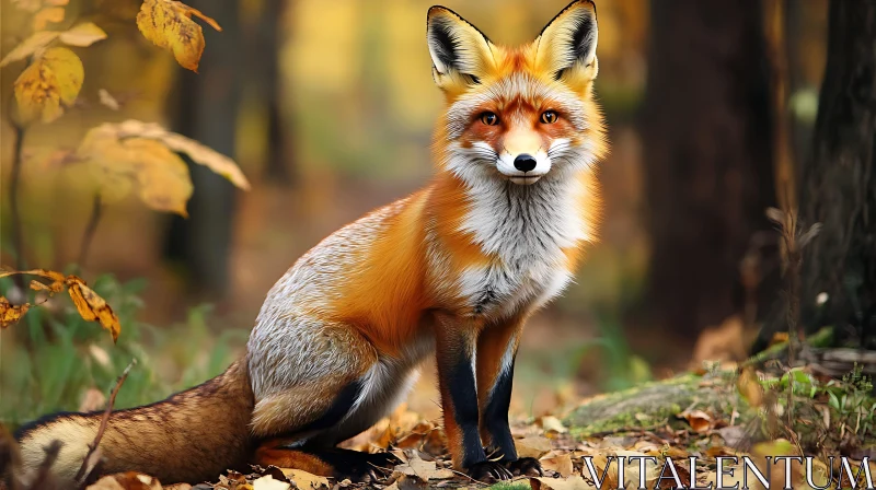 Red Fox in Woodland Scene AI Image