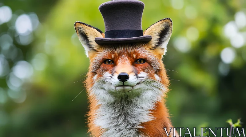 Whimsical Fox in Top Hat AI Image