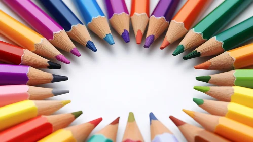 Rainbow of Pencils on White Background