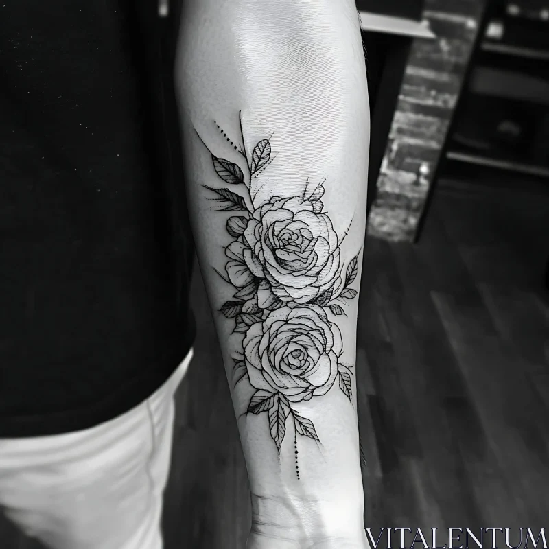 Detailed Floral Tattoo on Forearm AI Image