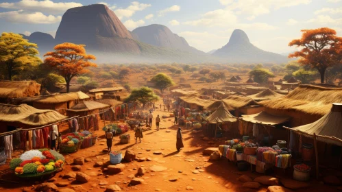 African Influenced Adventure in a Desert Village Scene