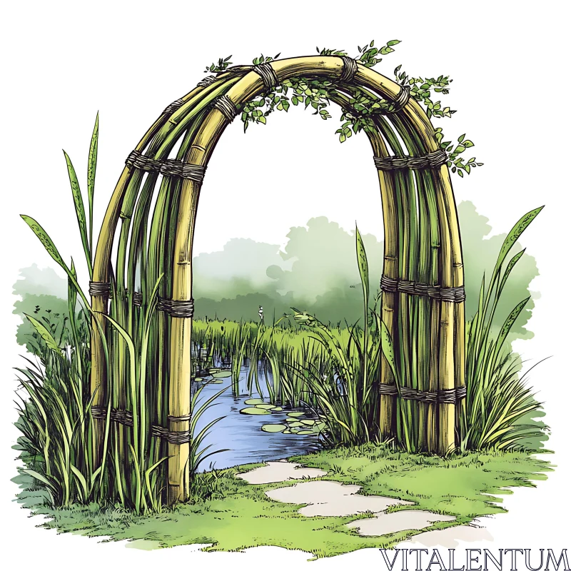 Natural Bamboo Arch by Pond AI Image